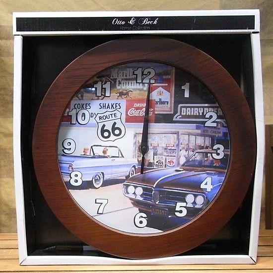 ウォールクロック ROUTE66 壁掛け時計 ルート66 アメリカン雑貨