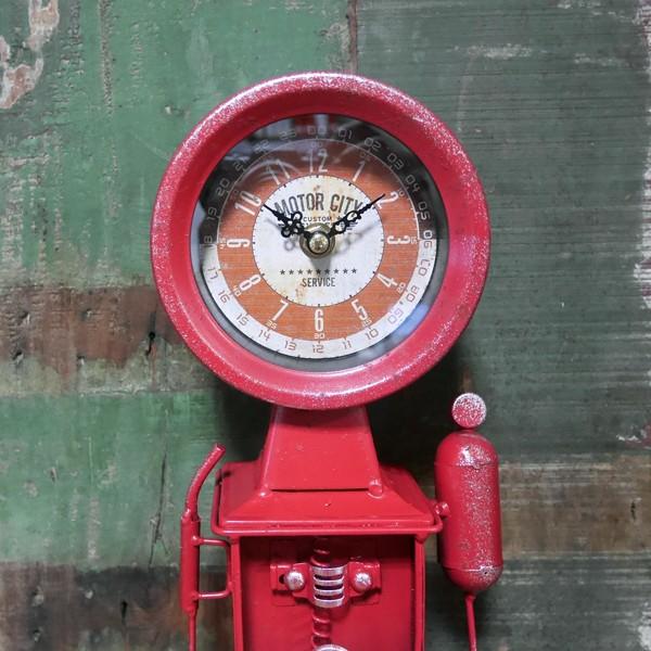 ルート66 置時計 ガソリンスタンドクロック レッド ガスポンプ