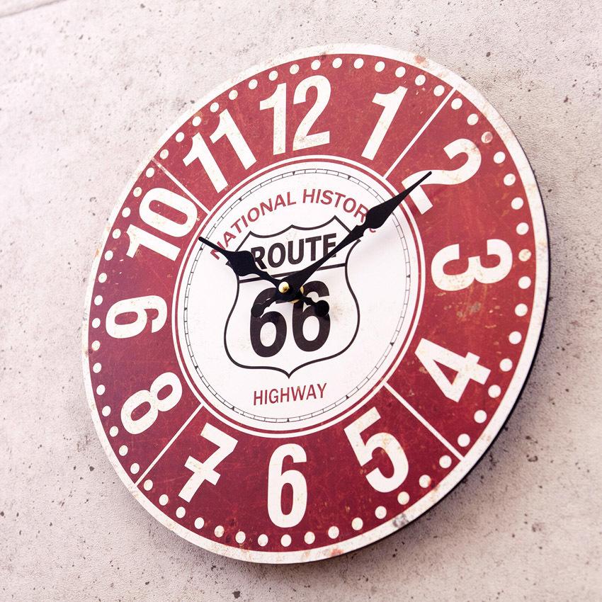 ルート66 アンティークMDFクロック 掛時計 ROUTE66 National Historic