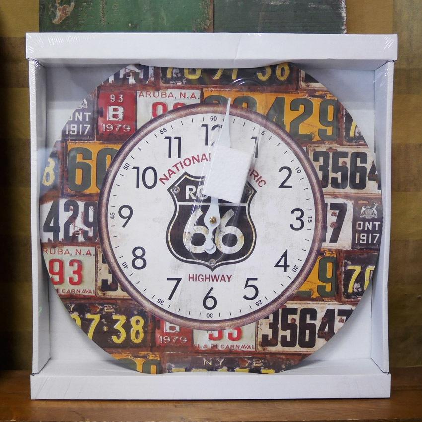 ルート66 掛け時計 動作品 ルート66 アンティークMDFクロック 掛時計 ROUTE66 End of the Trail