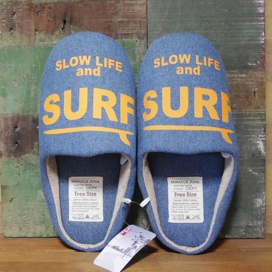 SURF デニム ルームシューズ スリッパ ネイビー : アメリカン雑貨の