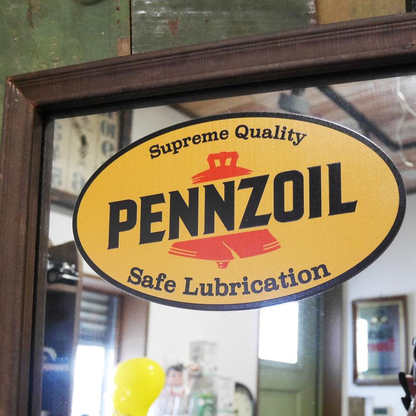 PENNZOIL ウッド パブミラー LUBRICATION インテリア ウォールミラー