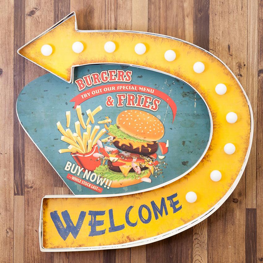 アメリカンクラシック LED Sign BURGERS & FRIES ハンバーガー