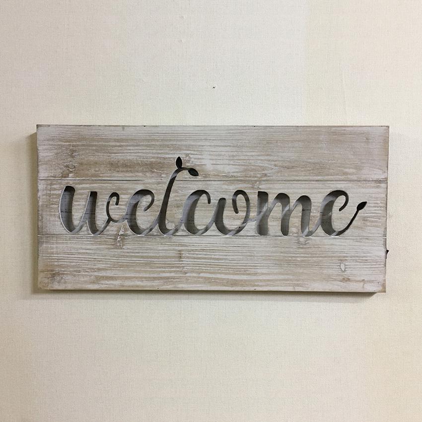 LED 木製サインボード ウェルカム インテリア welcome ウッドサイン