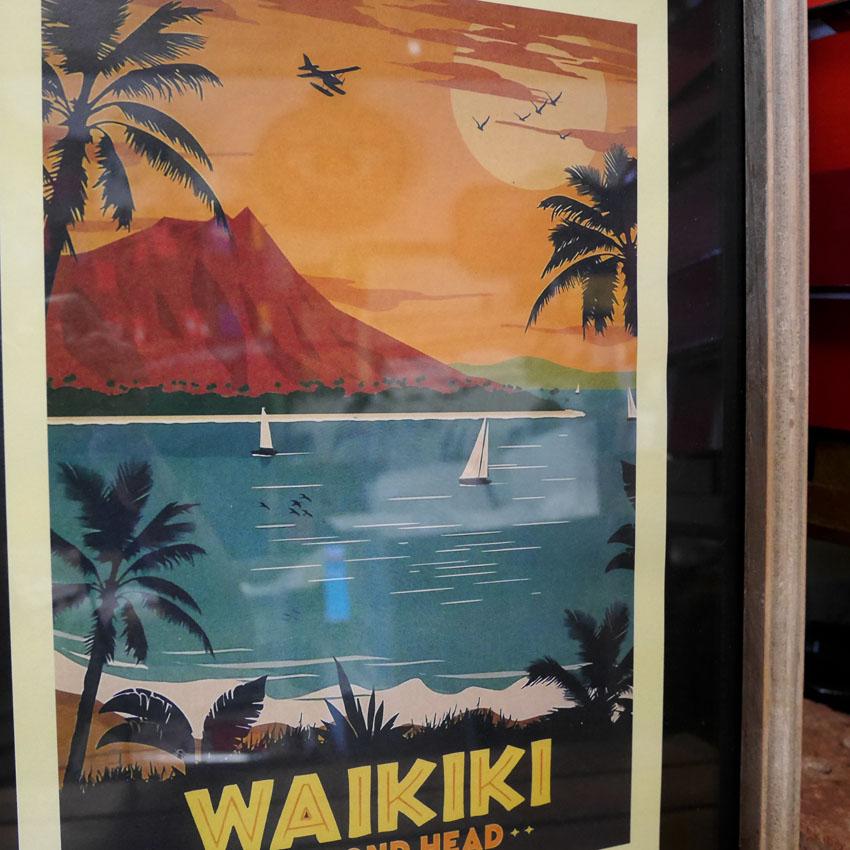値下げしました【額装済】パンナム航空　ハワイアン　ポスター&フレーム ODハワイアン フレームポスター PA SUFERS パンナム航空