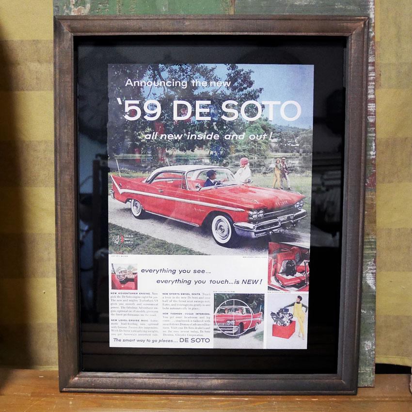 ヴィンテージ フレームポスター R/RED CAR デソート インテリア