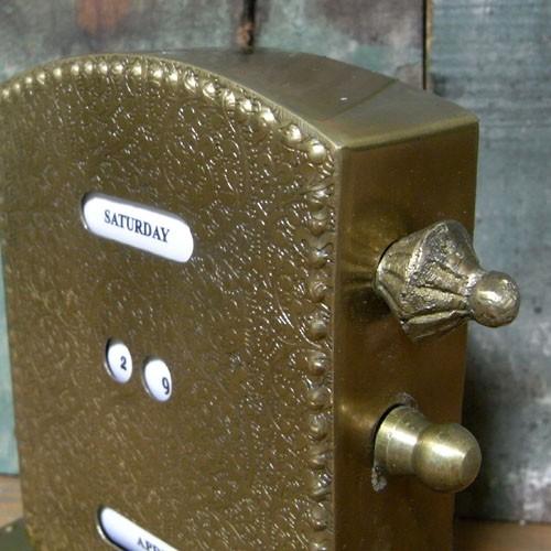 卓上 ブラス 万年カレンダー 真鍮製 レトロ アンティークタイプ