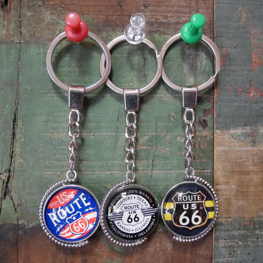 アメリカ雑貨　キーホルダー ROUTE66 リバーシブル バブルキーホルダー ルート66 キーリング