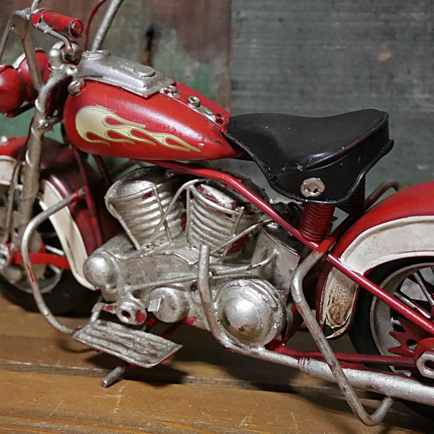 英国製 モーターサイクル ブリキ バイク オートバイ レトロ ビンテージ 古い ブリキ モーターサイクル バイク レッド ハーレー コレクション