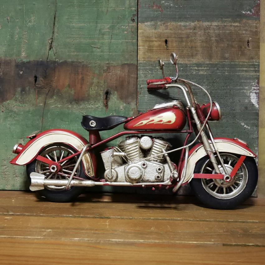 英国製 モーターサイクル ブリキ バイク オートバイ レトロ ビンテージ 古い ブリキ モーターサイクル バイク レッド ハーレー コレクション