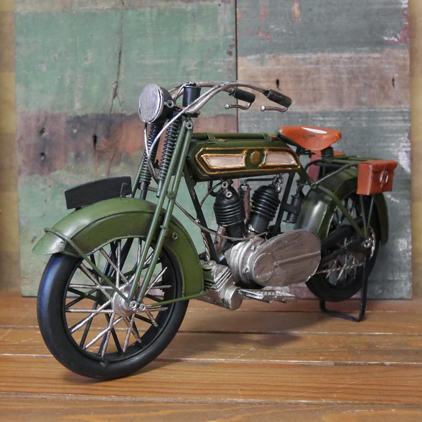ヴィンテージバイク オートバイ GREEN ブリキのおもちゃ インテリア｜goodsfarm｜03