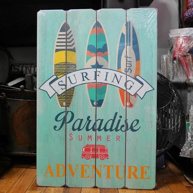 ウッドボード ハワイアン インテリア 木製看板 Adventure