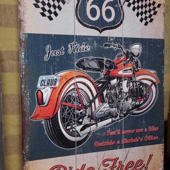 ルート66 ライドフリー 木製看板 アメリカン インテリア ROUTE66 