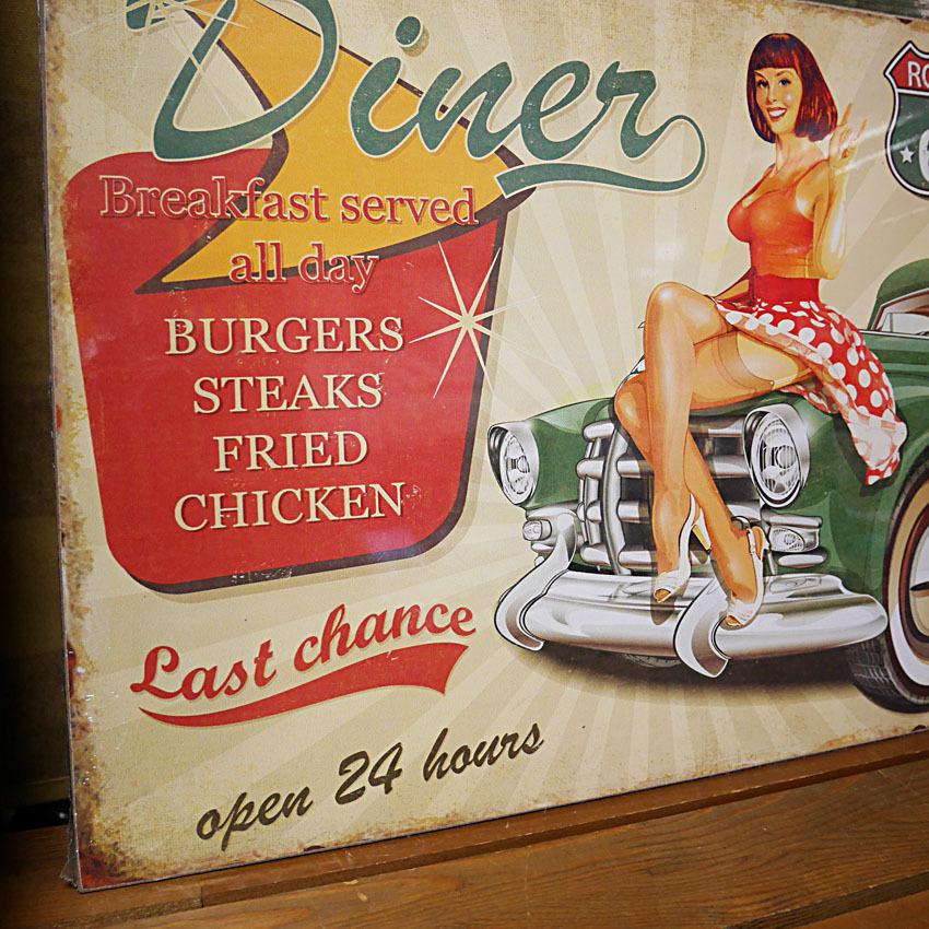 Diner66 ウッドボード ルート66 木製看板 インテリア : アメリカン雑貨