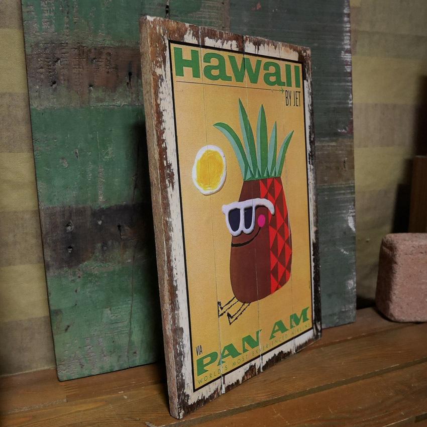 ハワイアン パンナム ヴィンテージ看板 インテリア HAWAII PAN AM 木製