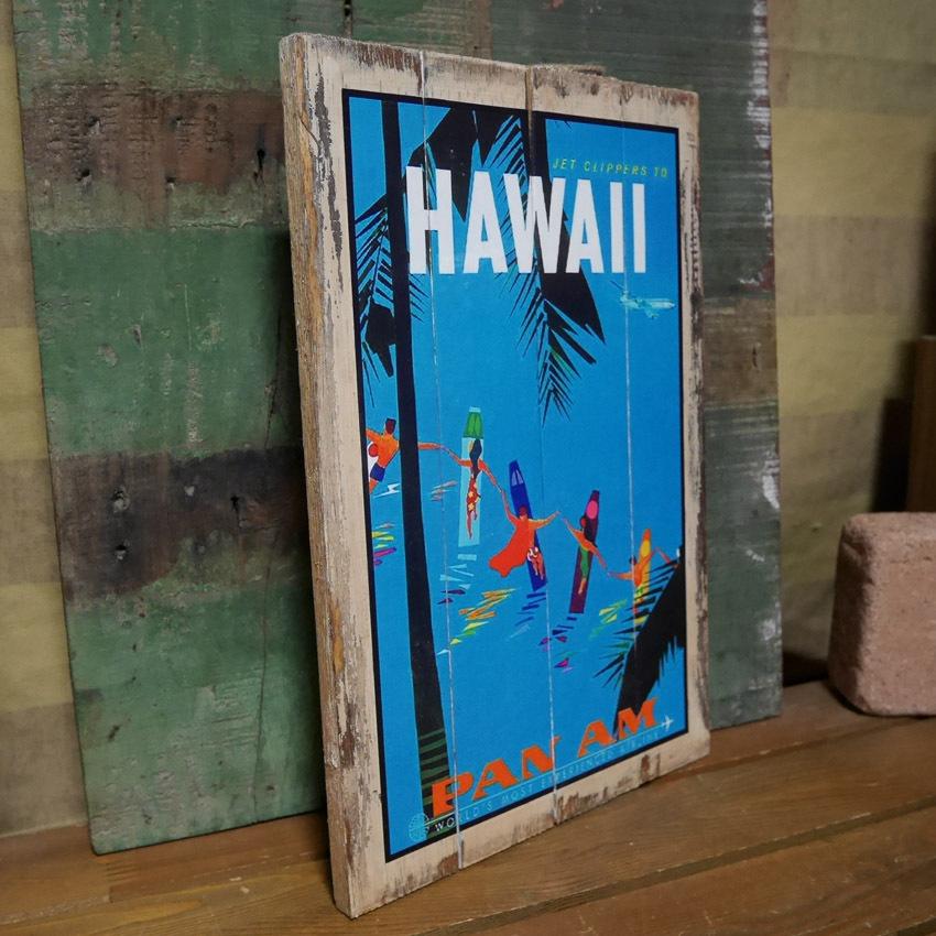 ハワイアン パンナム ヴィンテージ看板 インテリア HAWAII PAN AM 木製
