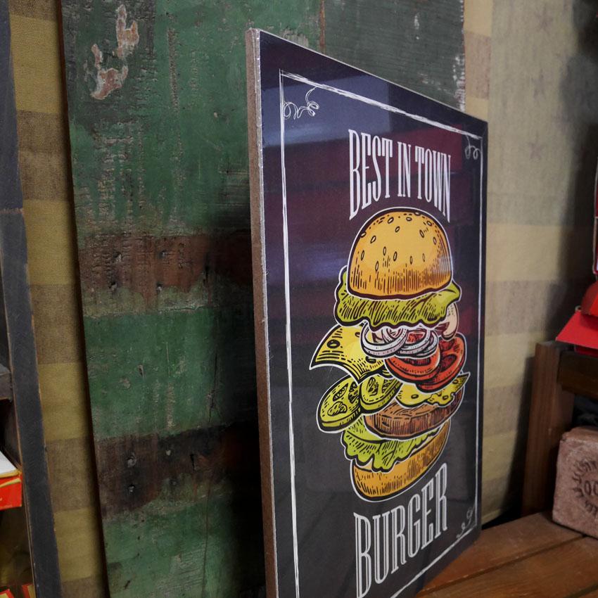 BEST IN TOWN BURGER ウッドボード ハンバーガー 木製看板 インテリア