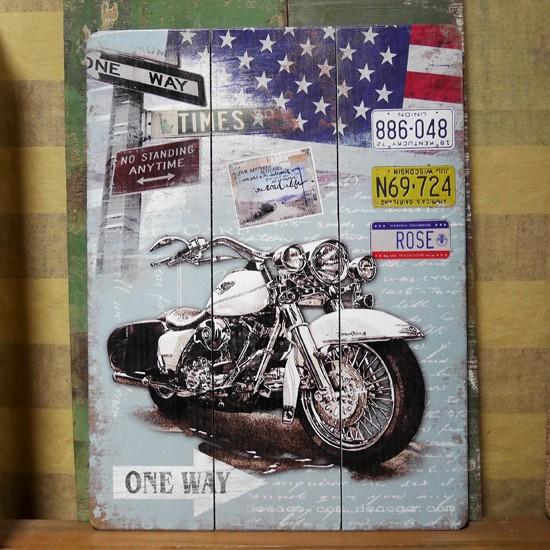 アメリカン インテリア 木製看板 ONE WAY ナンバープレート