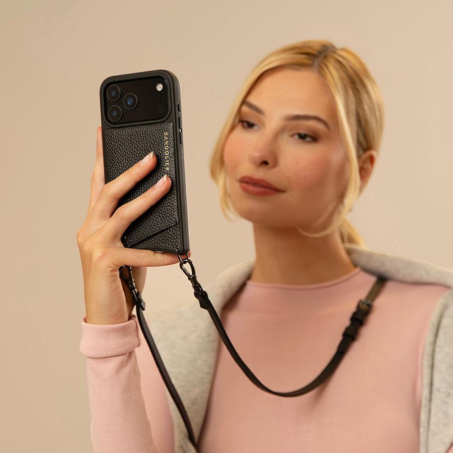 極美品 バンドリヤー 黒×金 iPhone 16 pro 用 EMMA Amazon.co.jp