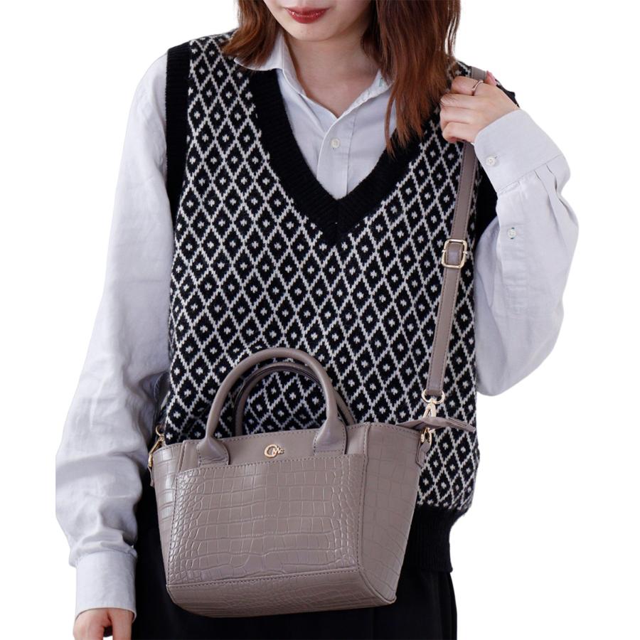 セシルマクビー CECIL McBEE トートバッグ レディース Sサイズ ファスナー付き クロコ型押し TOTE BAG ブラック ベージュ 黒 CM121144｜goodslabo｜14