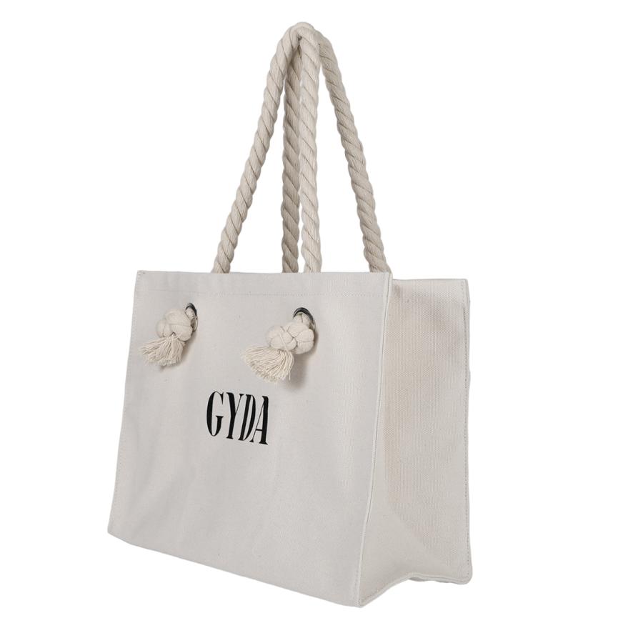 GYDAホワイト トートバッグ ロゴ タッセル付き GYDA（ジェイダ） トートバッグ キャンバス ショッパー風 レディース