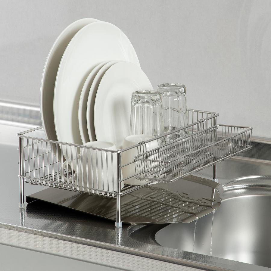 ラバーゼ la base 水切りかご 小 縦置タイプ 3点セット 水切りラック ステンレス 有元葉子 DISH RACK LB-101｜goodslabo｜02