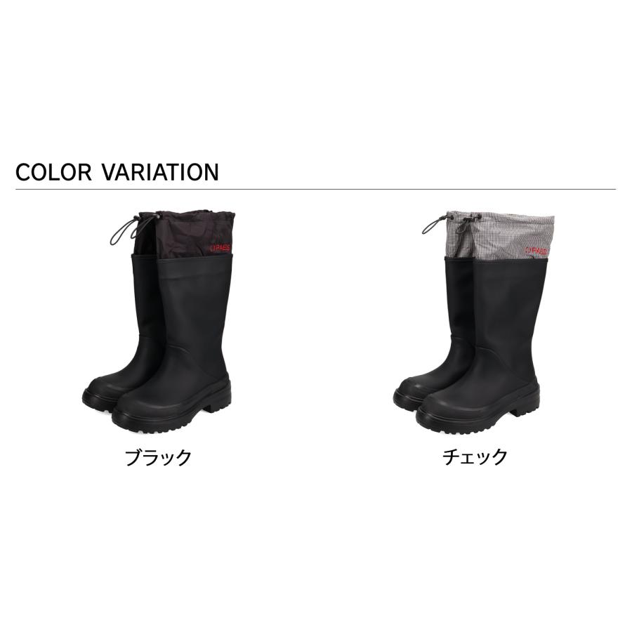 PAES ペイズ ブーツ レインブーツ ロングブーツ 長靴 レディース 厚底 防水 06 TWO WAY RAIN BOOTS BOOTS BASIC LINE ブラック チェック 黒 爆買の画像