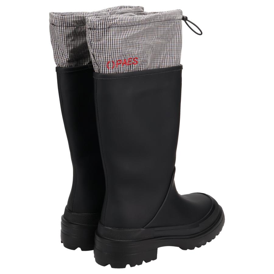 PAES ペイズ ブーツ レインブーツ ロングブーツ 長靴 レディース 厚底 防水 06 TWO WAY RAIN BOOTS BOOTS BASIC LINE ブラック チェック 黒 爆買の画像