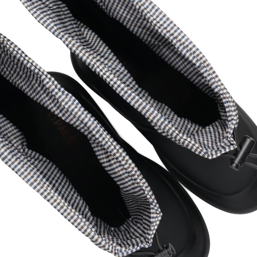 PAES ペイズ ブーツ レインブーツ ロングブーツ 長靴 レディース 厚底 防水 06 TWO WAY RAIN BOOTS BOOTS BASIC LINE ブラック チェック 黒 爆買の画像