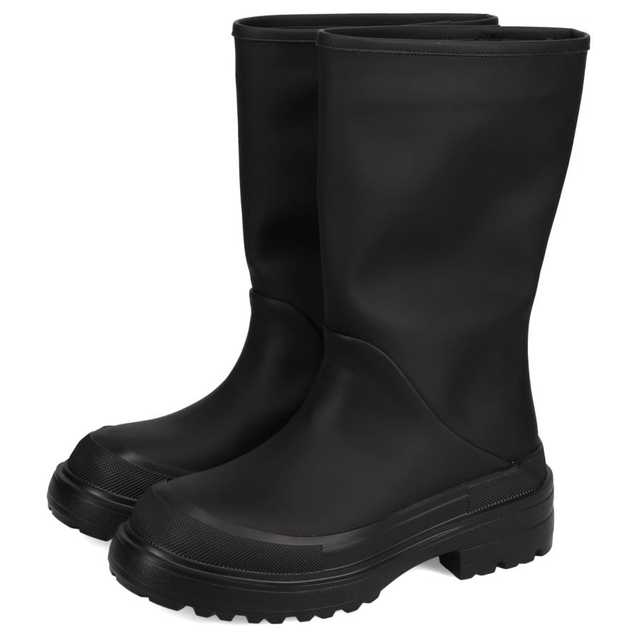 PAES ペイズ ブーツ レインブーツ ロングブーツ 長靴 レディース 厚底 防水 06 TWO WAY RAIN BOOTS BOOTS BASIC LINE ブラック チェック 黒 爆買の画像