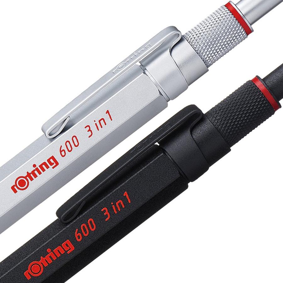 ロットリング rOtring 600 3in1 多機能ペン マルチペン シャーペン ボールペン 油性 0.5mm MULTI PEN シルバー
