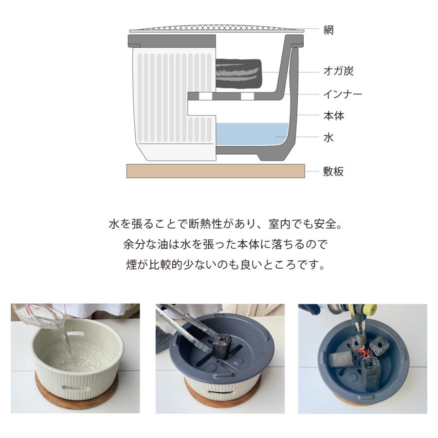 SALIU（サリュウ） 炭焼きグリル 大 陶器 水コンロ グリル 七輪 卓上