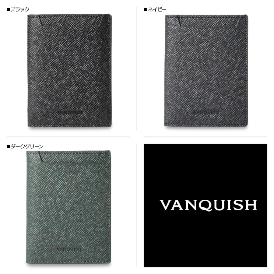 ヴァンキッシュ VANQUISH 二つ折り財布 メンズ 本革 WALLET ブラック ネイビー ダーク グリーン 黒 VQM-43290
