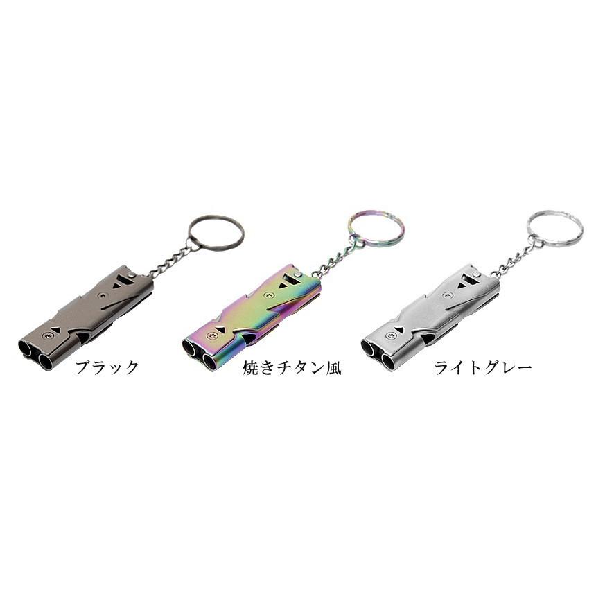 ステンレス宝物トークン+アクリルカードケースキーホルダー(通報の角笛)セット ホイッスル 笛 ダブル 150dB チューブ式 440ステンレス キーホルダー