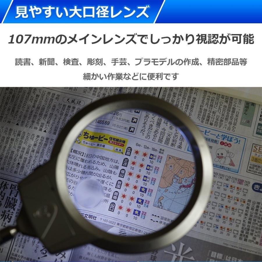 ルーペ 拡大 鏡 卓上 フレキシブル アーム LEDライト搭載 クリップ式