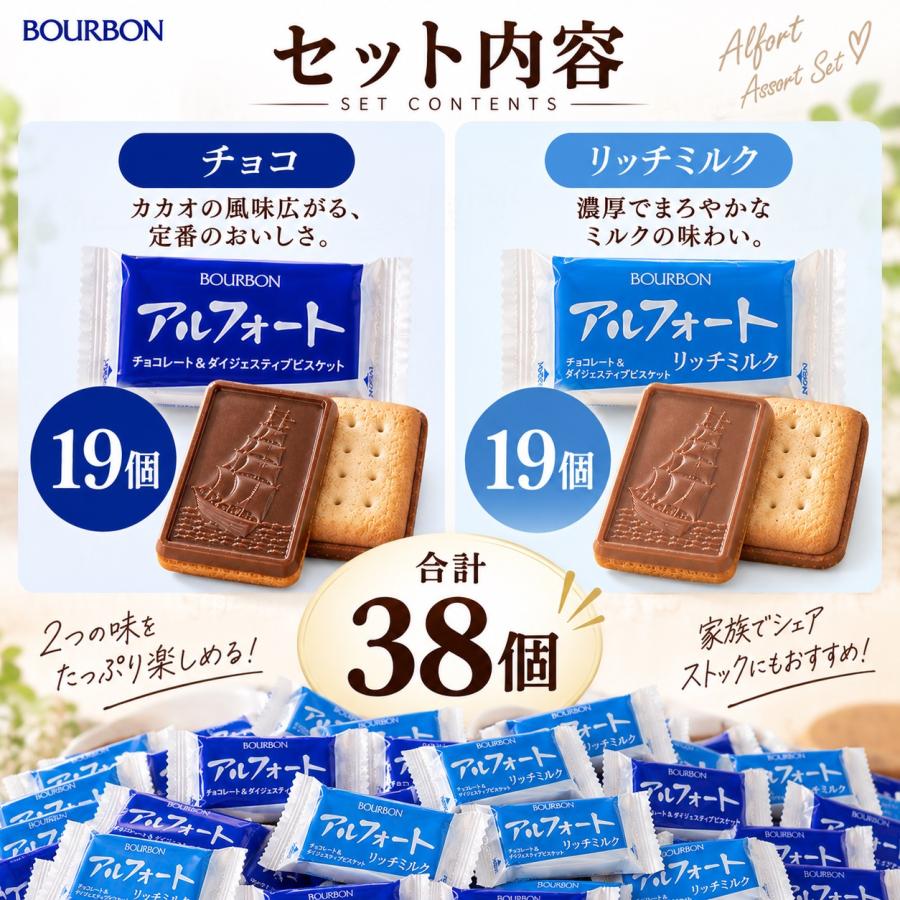 アルフォート ブルボン 38個 チョコ リッチミルク 各19個 個包装