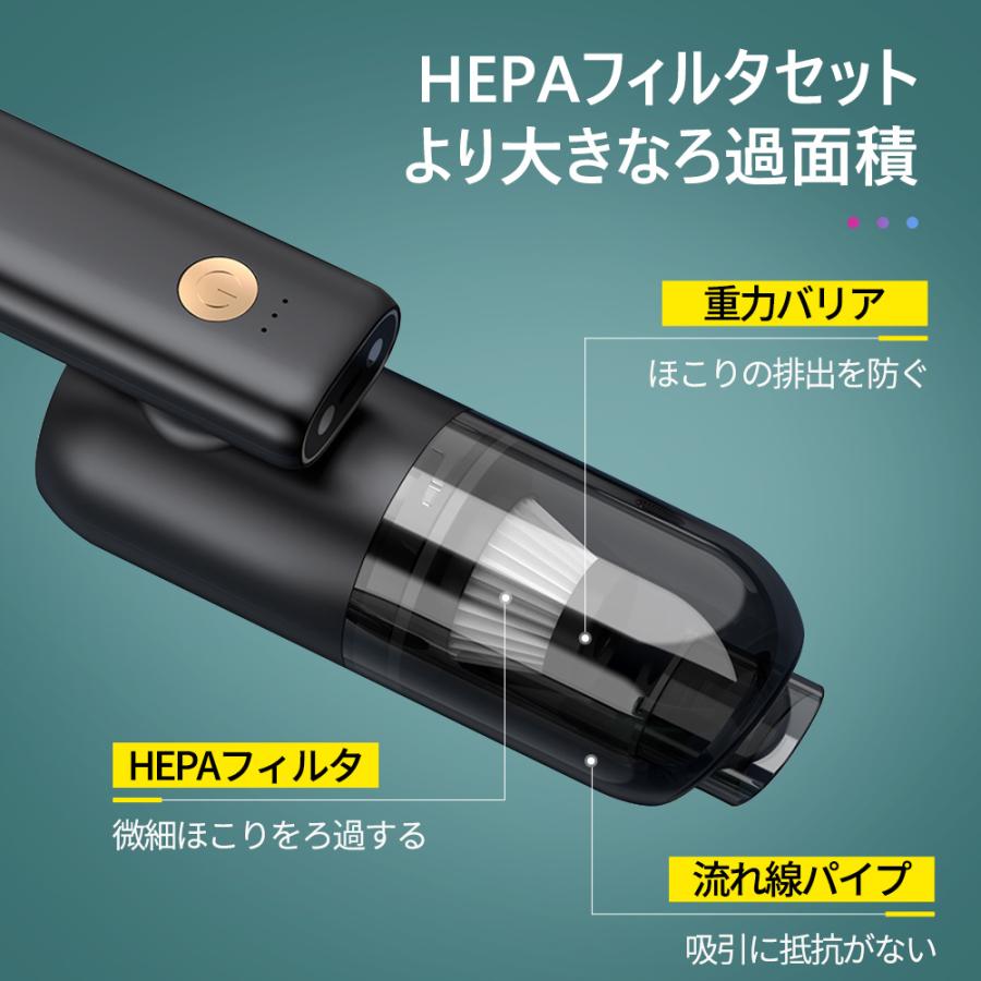 ハンディクリーナー 掃除機 USB充電式　LED付き　多機能強力掃除機　吸引力　6000Pa 静か　ミニ掃除機　安い　超軽量　3種類黒白グリーン（白色）