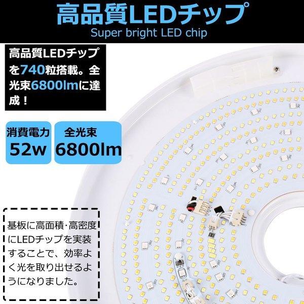 LED シーリングライト 14畳 52W 6800LM リモコン付き 無階段調光・調色