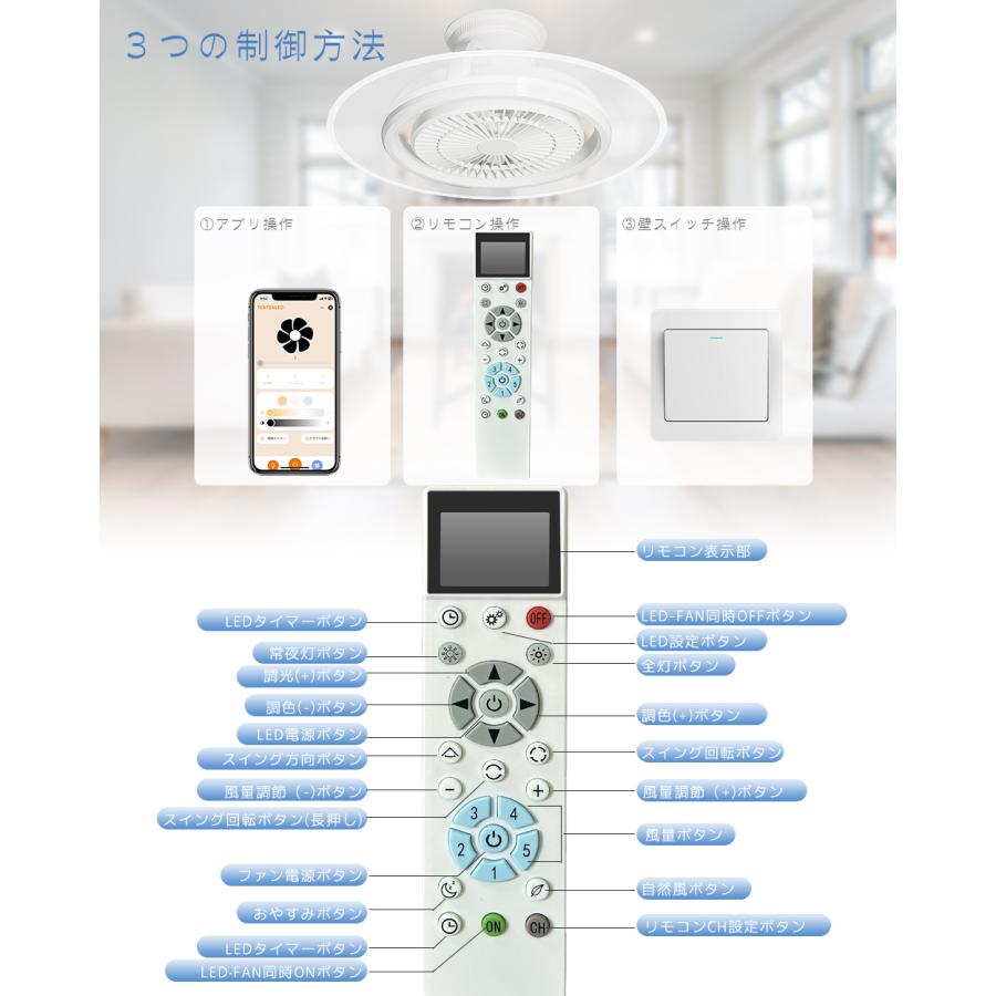 ファン付きシーリングライト LED 導光板 ファン付き照明 調光調色 8畳