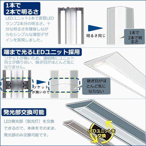 逆富士型led照明器具 ledベースライト 器具一体 天井直付 led40w2灯用