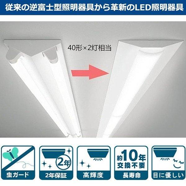 逆富士型led照明器具 ledベースライト 器具一体 天井直付 led40w2灯用