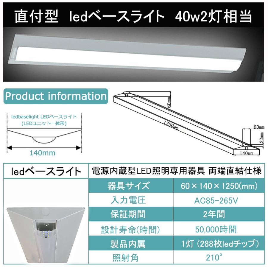 【割引】50本  ledベースライト 器具一体 逆富士型led照明器具 LEDベースライト 逆富士 40W 逆富士型照明器具fl40 2灯用 代替用 天井 ledベースライト 8000LM｜goodsone｜07