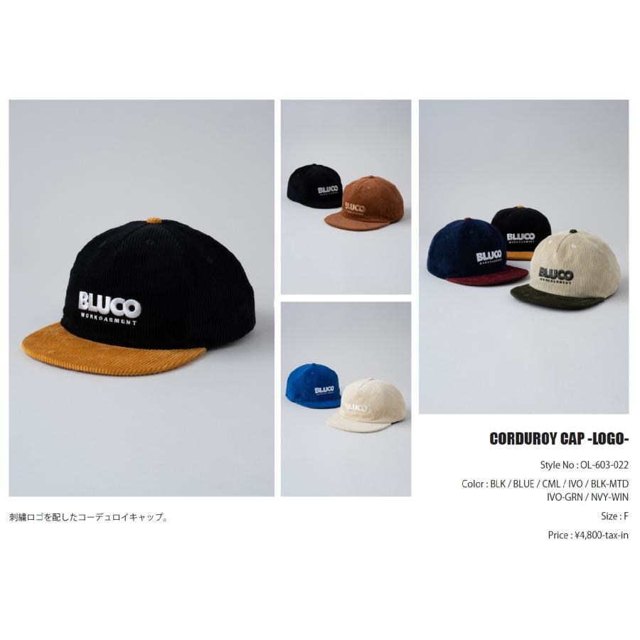 BLUCO（ブルコ） 30％OFF!! OL-603-022 CORDUROY CAP - LOGO