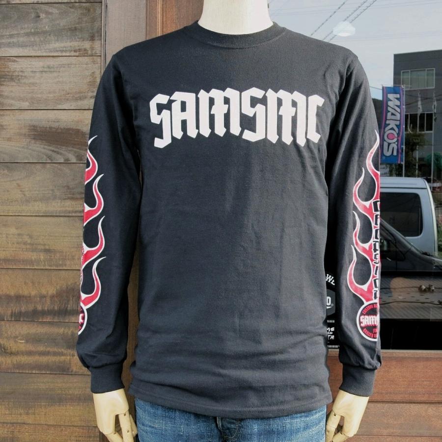 SAMS MC 　サムズ　ブラックロングスリーブTシャツ　Lサイズ SAMS MOTORCYCLE サムズ 『 SAMSMC FLAMES L/S T-SHIRT 2018 』ロンT