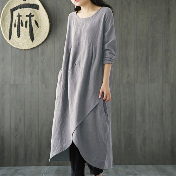 ワンピース レディース 40代 50代 長袖 きれいめ ゆったり ミディ丈 30代 ミディアム丈 メール便のみ送料無料2 予約6 10 入荷予定 C Aultop 233 グッズタウン 通販 Yahoo ショッピング