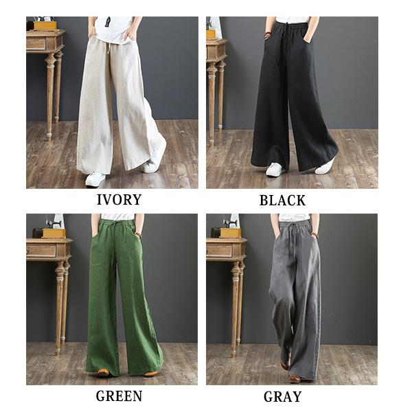 【今だけクーポンで30%OFF】ワイドパンツ レディース 綿麻 ボトムス 麻混 ガウチョ ゆったり 体型カバー 送料無料 爆買 |  | 12