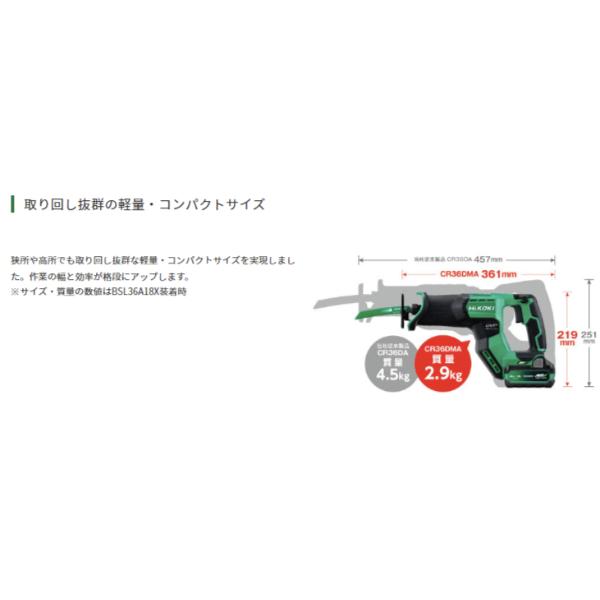 HiKOKI CR36DMA(2XPZ) コードレスセーバソー 36V 蓄電池 2個 HiKOKI CR36DMA(2XPZ) コードレスセーバソー 36V 蓄電池 2個