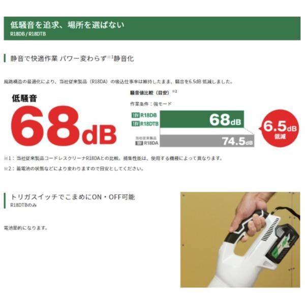 日立（HITACHI） HiKOKI R18DB（NN）コードレスクリーナ 18V 本体のみ