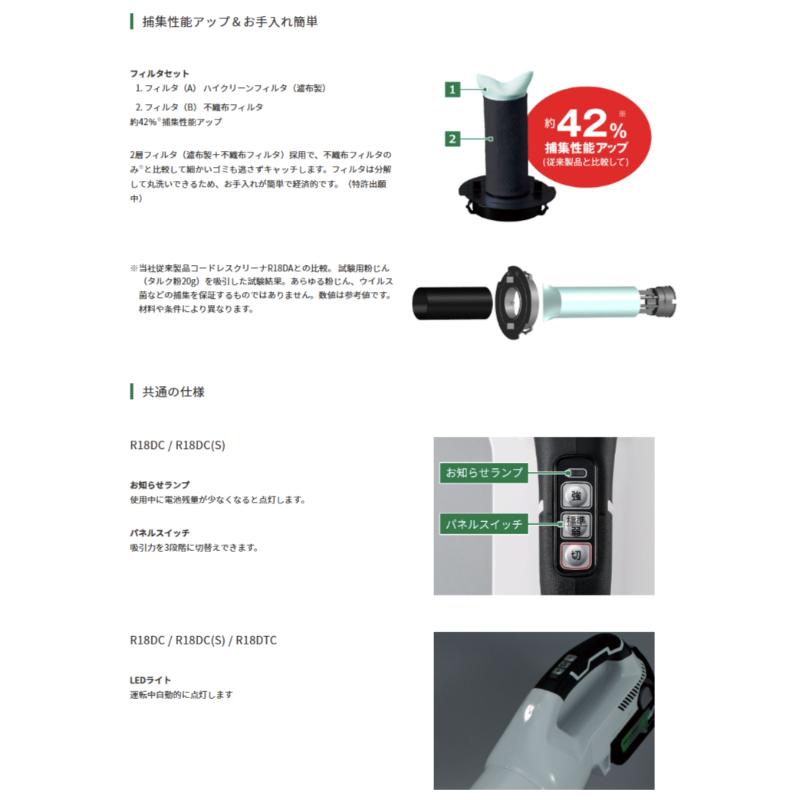 日立（HITACHI） HiKOKI R18DTC(NN) 掃除機 18V コードレス クリーナー