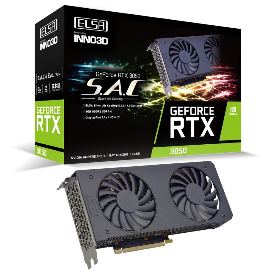 最新最全の RTX GeForce GD3050-8GERS S.A.C 3050 RTX GeForce ELSA 3050 グラフィックスカード 搭載 グラフィックボード、ビデオカード
